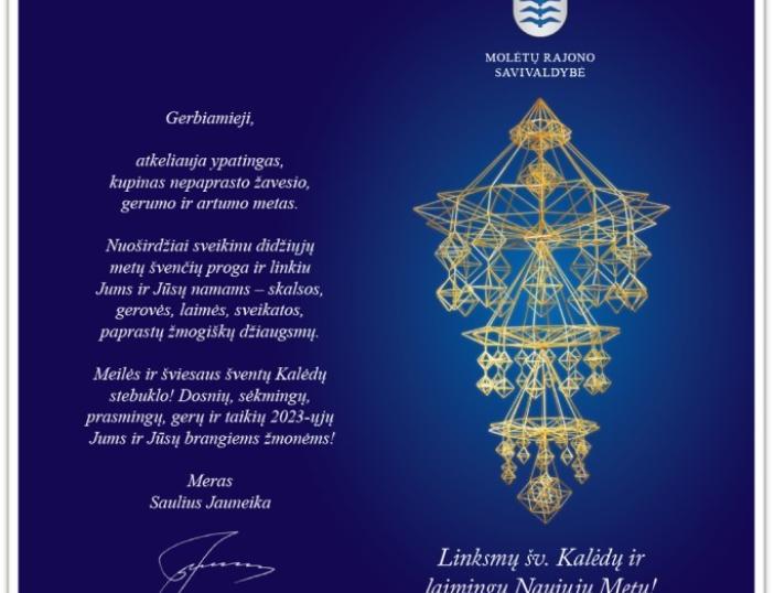 Mero sveikinimas šv. Kalėdų ir Naujųjų metų proga