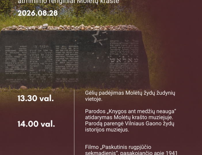 Kviečiame dalyvauti „Atminties kelio 1941–2026“ renginiuose, minint 85-ąsias Holokausto pradžios Lietuvoje metines ir Molėtų žydų holokausto dieną