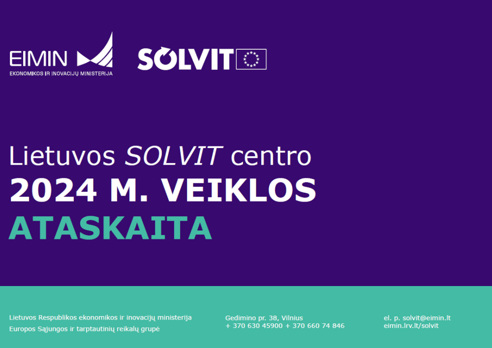 Ekonomikos ir inovacijų ministerija kviečia susipažinti su Lietuvos SOLVIT centro 2024 metų veiklos ataskaita