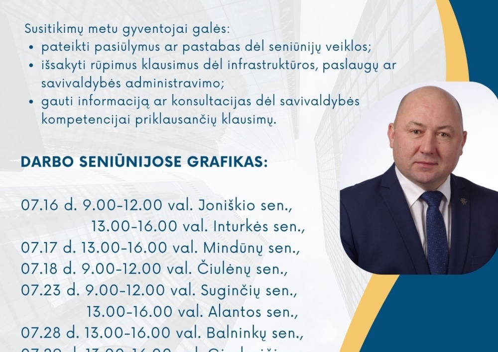 Kviečiame gyventojus susitikti su Molėtų rajono savivaldybės administracijos direktoriumi seniūnijose