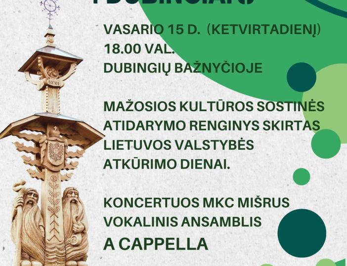 Vasario 15 d. Dubingių bažnyčioje vyks mažosios kultūros sostinės atidarymo renginys
