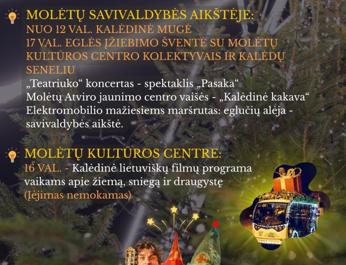 Gruodžio 5 d. Molėtų savivaldybės aikštėje vyks Molėtų Kalėdų eglės įžiebimo šventė