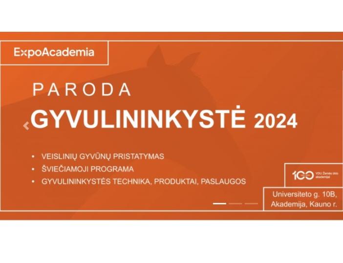 VDU Žemės ūkio akademija kviečia apsilankyti parodoje „Gyvulininkystė 2024“, vyksiančioje rugsėjo 26–28 d.