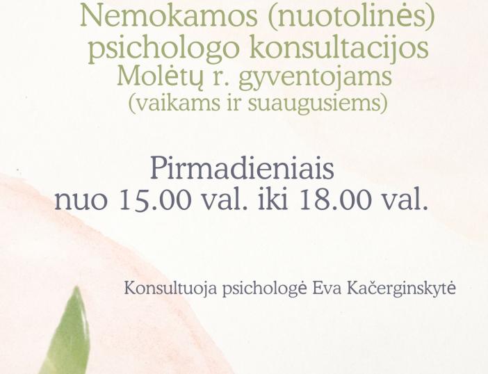 Nemokamos nuotolinės psichologo konsultacijos Molėtų rajono gyventojams