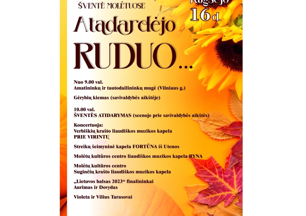 Rugsėjo 16 d. kviečiame visus į rudens šventę „Atadardėjo ruduo...“