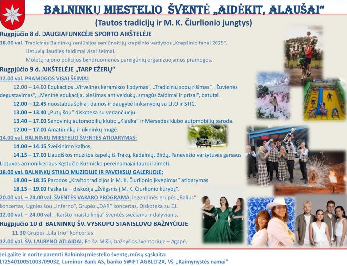 Rugpjūčio 8-10 dienomis balninkiečiai kviečia į miestelio šventę "Aidėkit, Alaušai"
