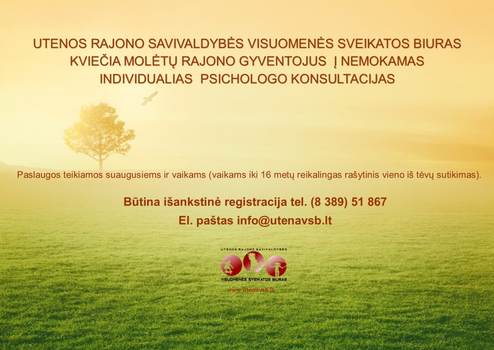Molėtų rajono gyventojai kviečiami į nemokamas individualias psichologo konsultacijas