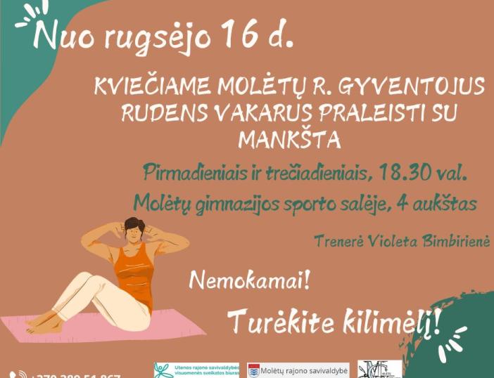 Kviečiame Molėtų rajono gyventojus rudens vakarus praleisti su mankšta