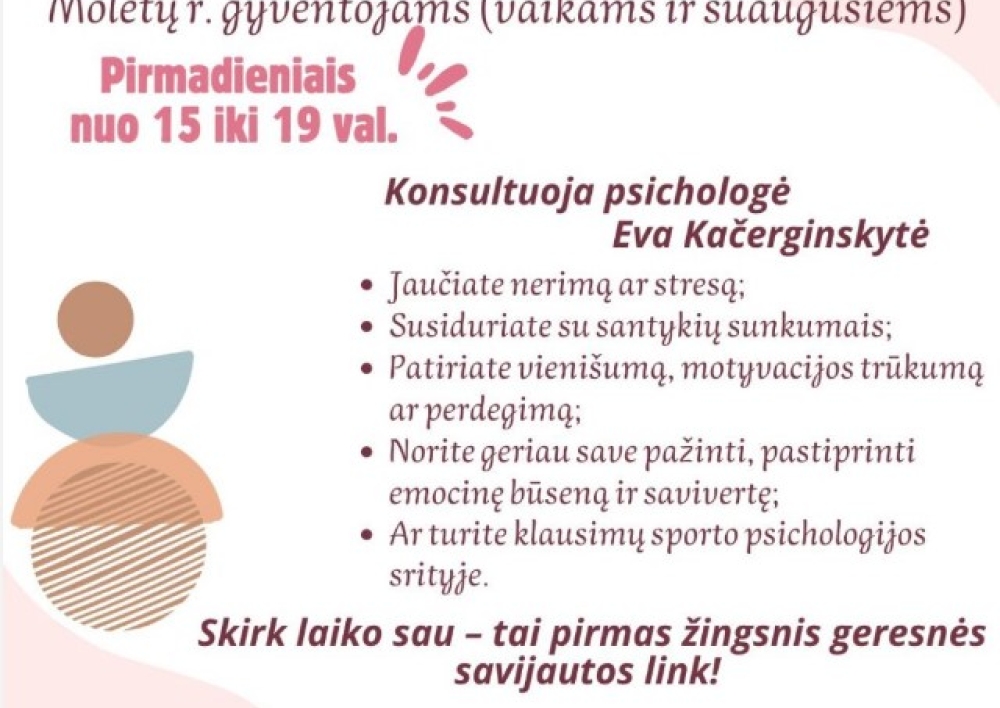 Molėtų rajono gyventojai kviečiami pasinaudoti nemokamomis nuotolinėmis psichologo konsultacijomis