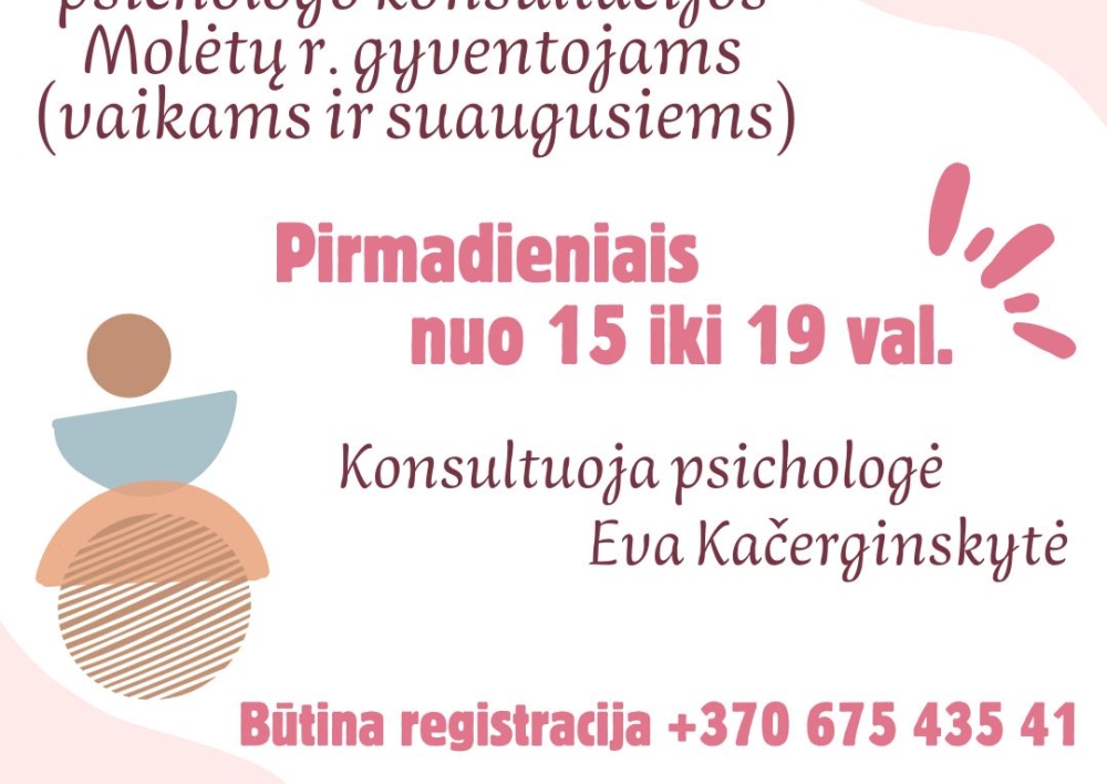 Teikiamos nemokamos nuotolinės psichologo konsultacijos Molėtų rajono gyventojams