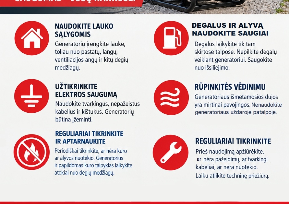 Saugus elektros generatorių naudojimas – ką svarbu žinoti?