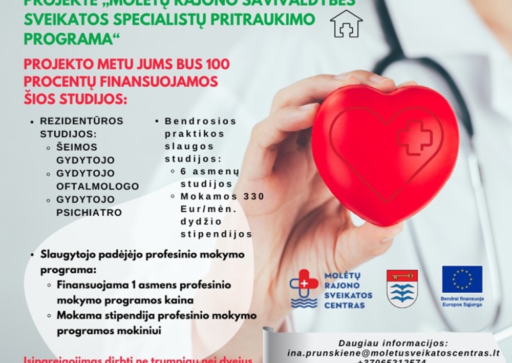 Kvietimas studentams dalyvauti projekte „Molėtų rajono savivaldybės sveikatos specialistų pritraukimo programa“