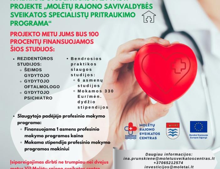 Kvietimas studentams dalyvauti projekte „Molėtų rajono savivaldybės sveikatos specialistų pritraukimo programa“