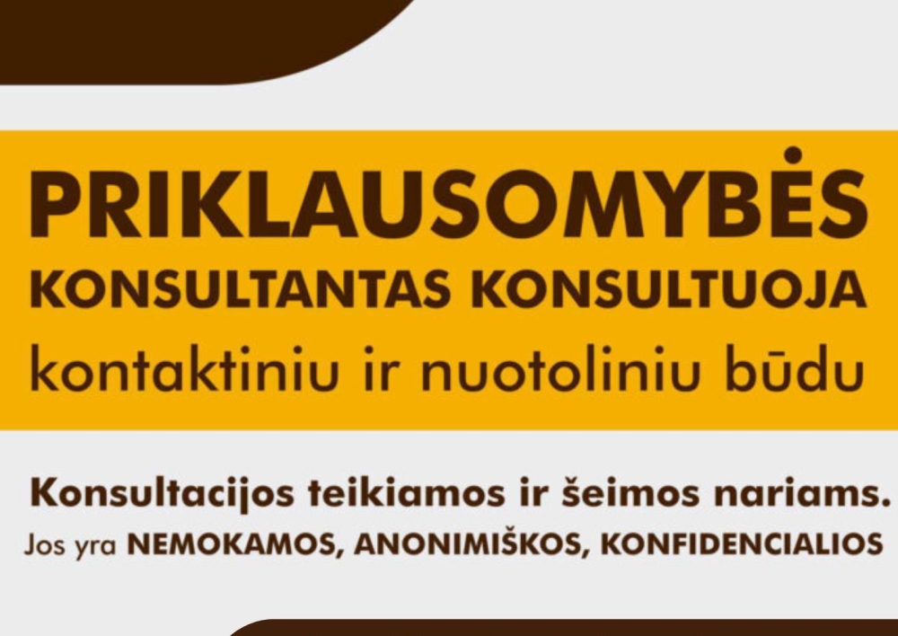 Kviečiame registruotis į nuotolines arba kontaktines nemokamas priklausomybių specialisto konsultacijas