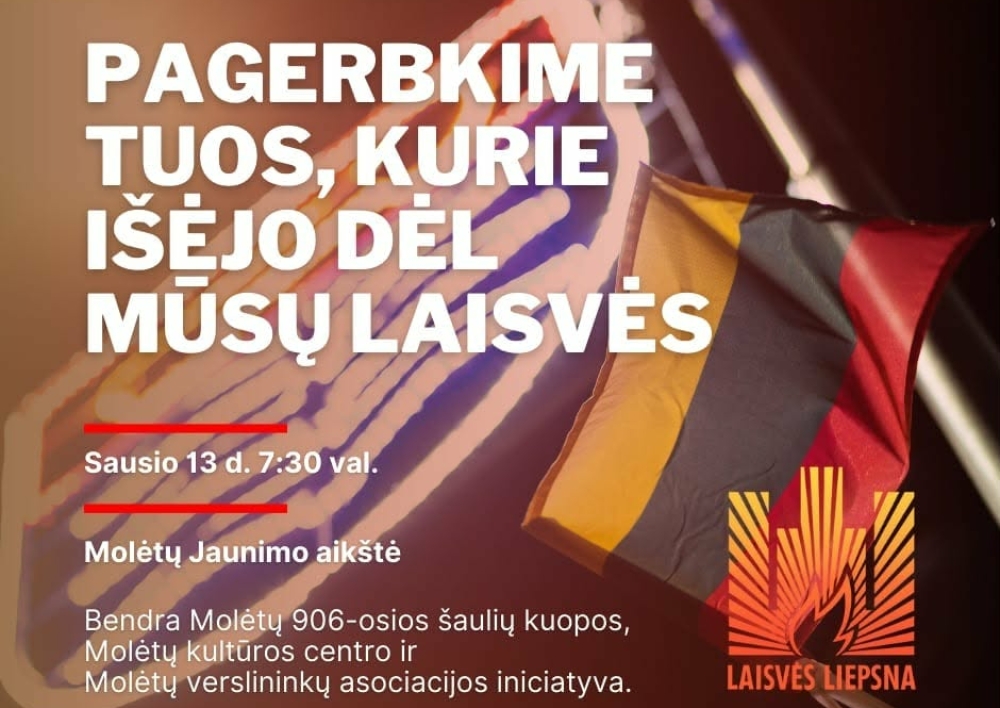 Sausio 13 d. 7.30 val. Molėtų Jaunimo aikštėje Molėtų 906-osios šaulių kuopos, Molėtų kultūros centro ir Molėtų verslininkų asociacijos iniciatyva vyks atminimo akcija