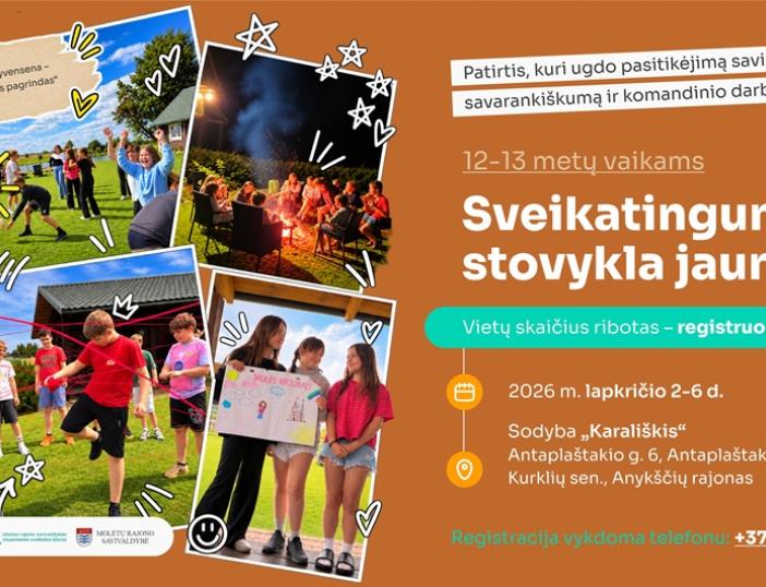 12–13 metų vaikai kviečiami į nemokamą sveikatingumo stovyklą