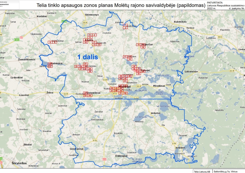 Telia Lietuva parengė papildomą ryšių tinklo apsaugos zonų Molėtų rajone planą