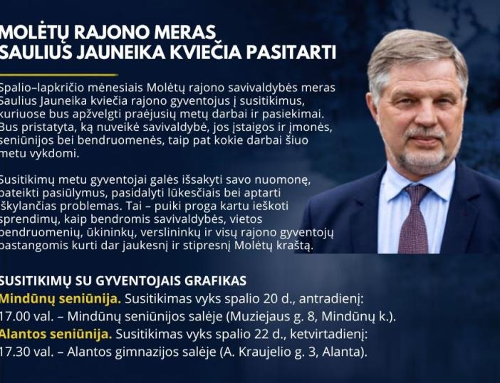 Meras Saulius Jauneika tęsia susitikimus su gyventojais – artimiausi vizitai Mindūnų ir Alantos seniūnijose