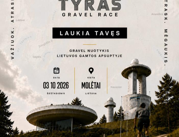 Spalio 3 d. Molėtų rajone vyks „TYRAS Gravel Race“ dviračių lenktynės