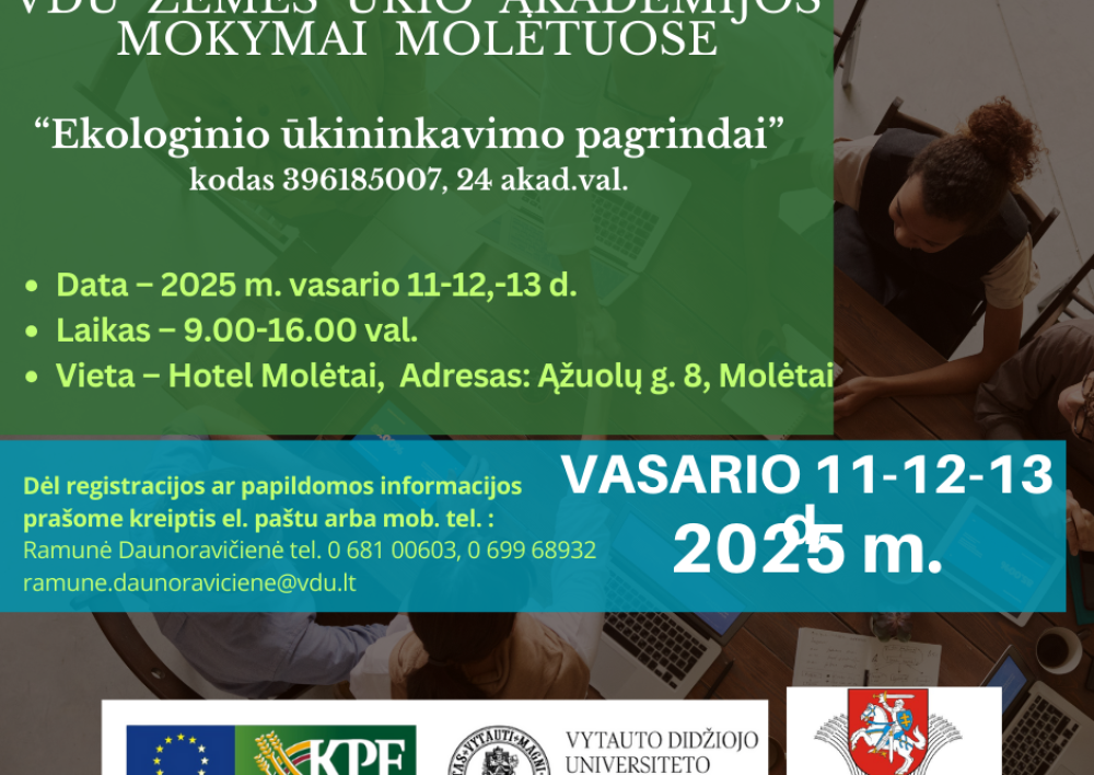 Vasario 11-13 d. vyks mokymai tema “Ekologinio ūkininkavimo pagrindai“